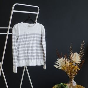 Grey + White Striped Sweater